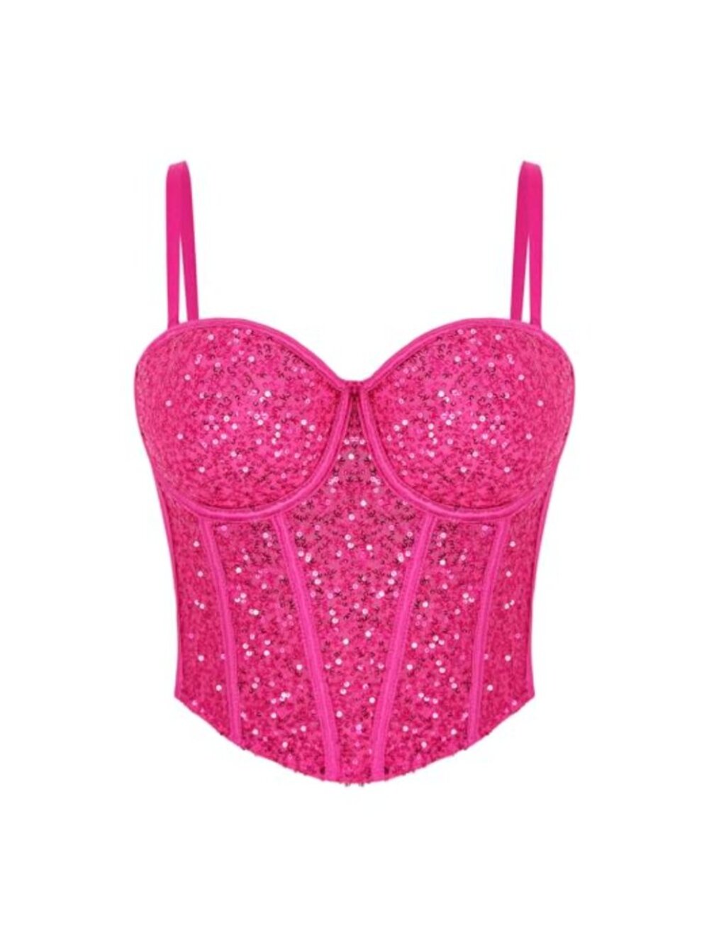 Sequin Crop Top Push Up Corset Bustier Spaghetti Strap Cami Party Clubwear